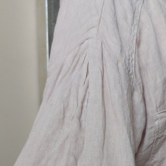 Zara Beige Cropped Linen Shirt Sz M - Picture 6 of 9